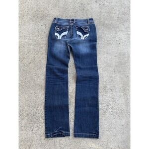 Itz Me Premium Jeans Womens Small Blue Bootcut Flap Pocket Distressed‎ Denim USA